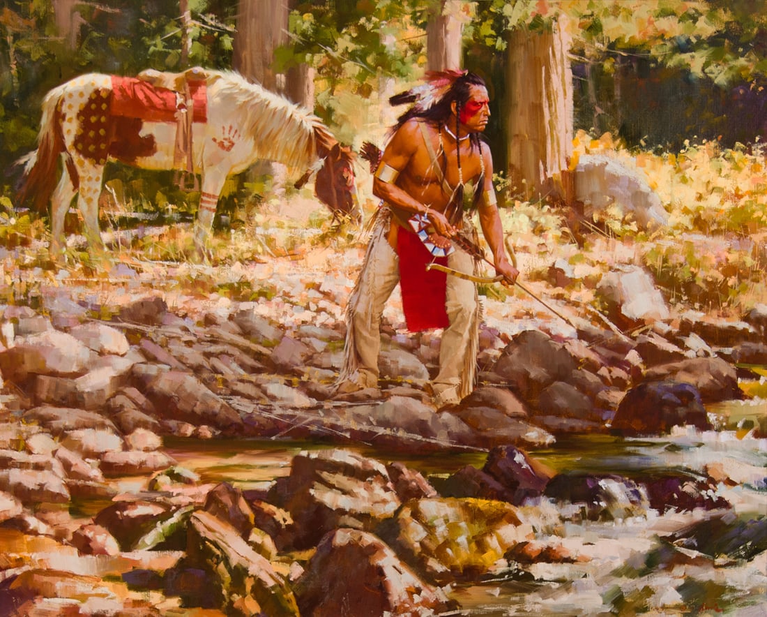 Stan Davis, "The Last Trail": Stan Davis (b. 1942), "The Last Trail", Oil on canvas, 24 x 30 inches, Shipping Dimensions: 34 x 40 x 3 inches Signed and dated lower right
