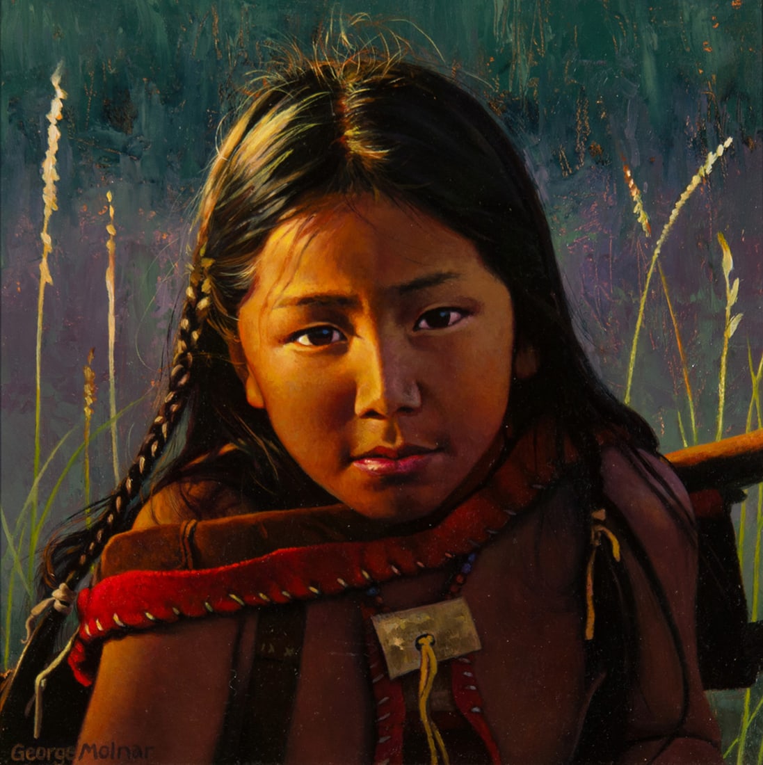 George Molnar, "Little Bear": George Molnar (b. 1953), "Little Bear", Oil on board, 10 x 10 inches, Shipping Dimensions: 19 x 19 x 3 inches Signed lower Left Signed, titled, and dated 2009 verso