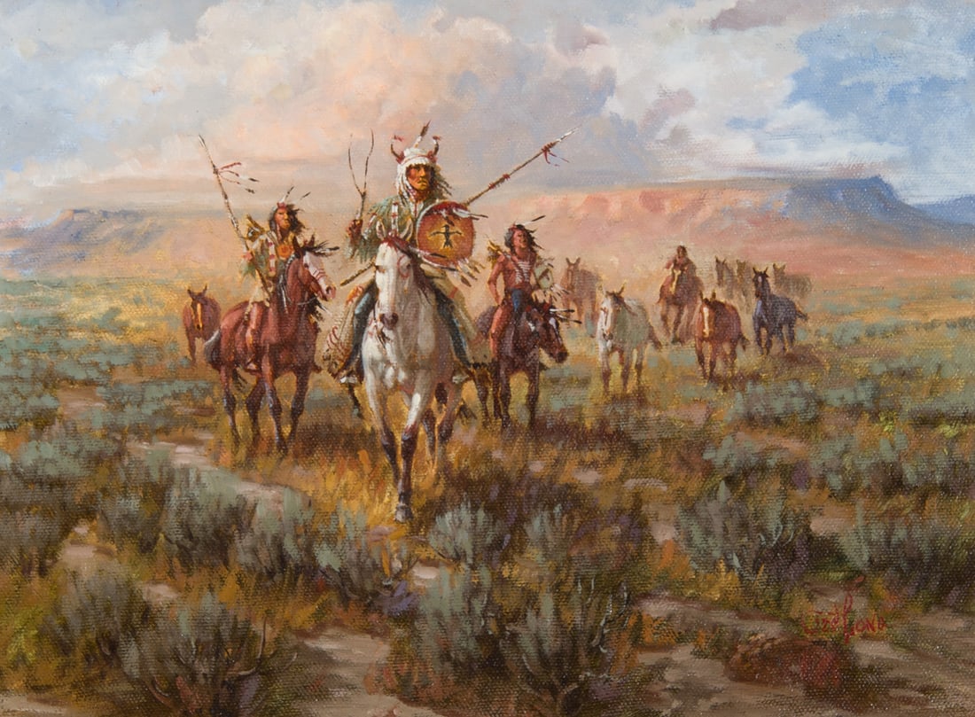 Ted Long, "Red Mans Gold": Ted Long (1932-2007), "Red Mans Gold", Oil on canvas, 9 x 12 inches, Shipping Dimensions: 19 x 22 x 3 inches Signed lower right