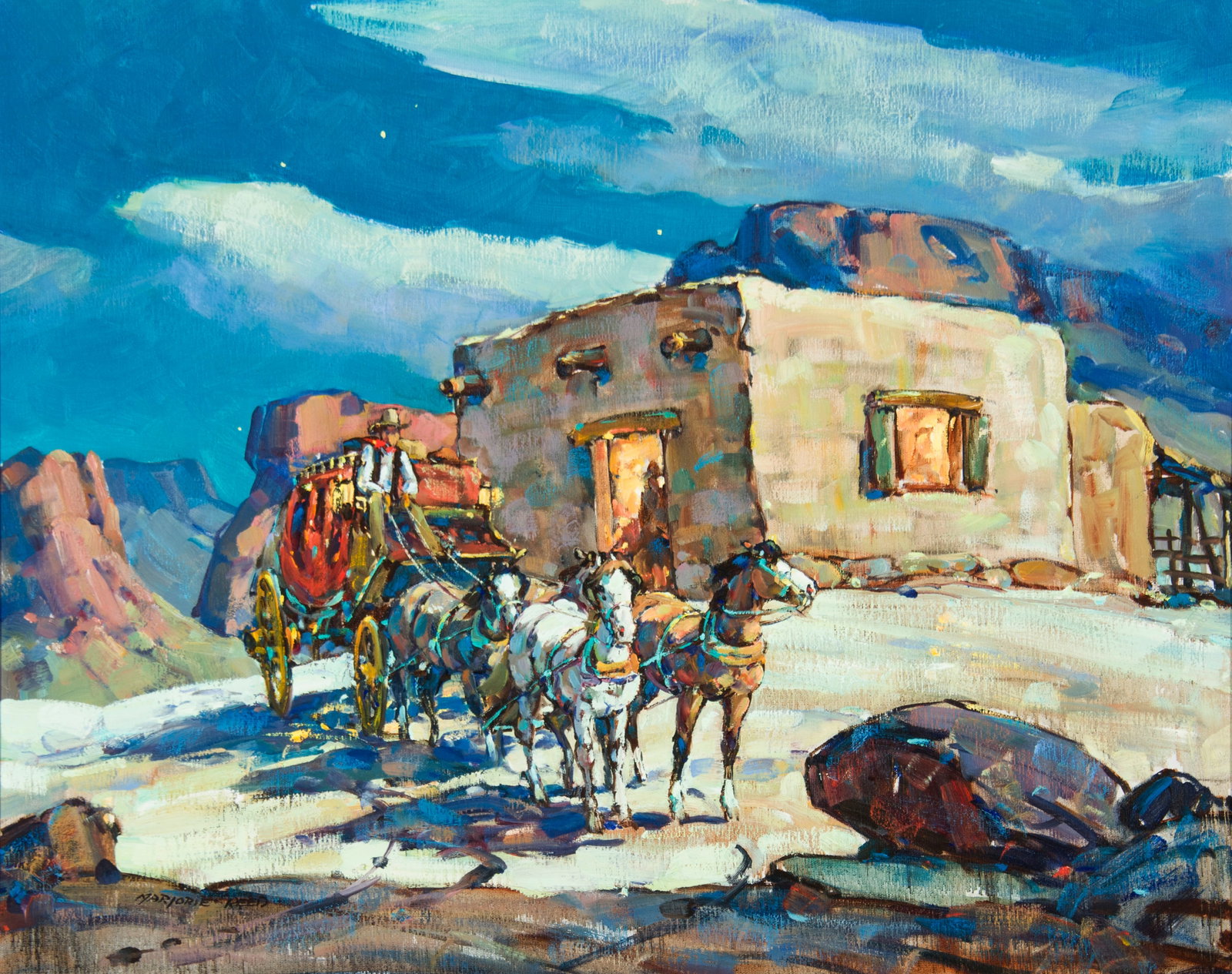 Marjorie Reed, "A Long Wait": Marjorie Reed (1915-1996), "A Long Wait", Oil on canvas, 24 x 30 inches, Shipping Dimensions: 29 x 35 x 3 inches Signed lower left
