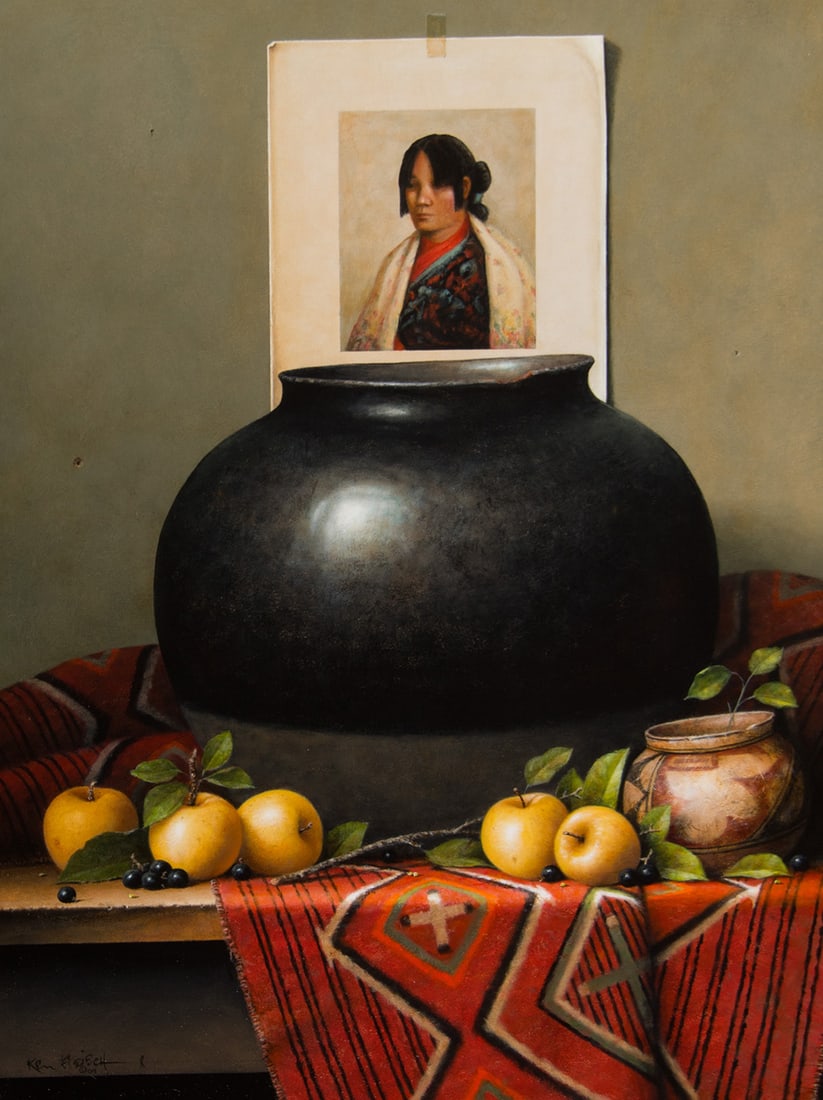 Ken Fleisch, "When Silence Speaks": Ken Fleisch (1943-2008), "When Silence Speaks", Acrylic on canvas, 24 x 18 inches, Shipping Dimensions: 34 x 28 x 3 inches Signed and dated 04 lower Left Signed, titled, and dated 2004 verso