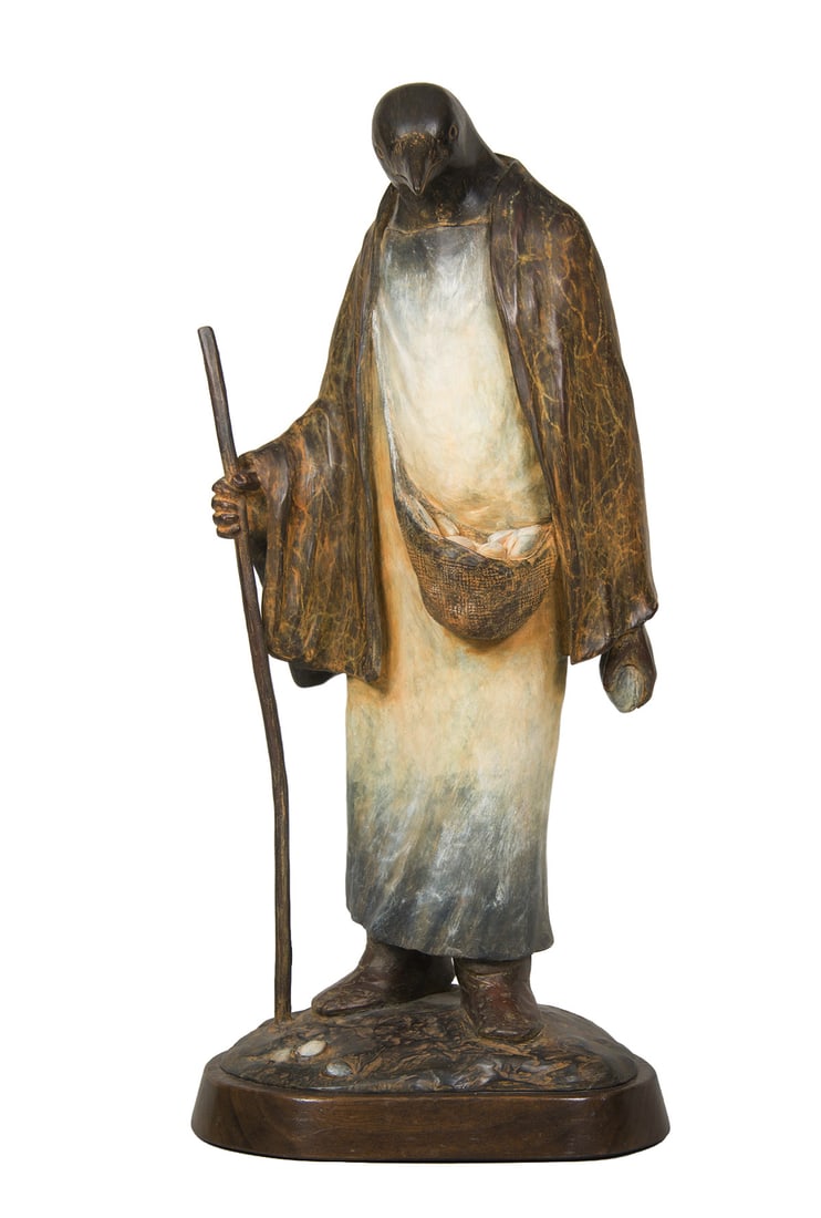 Liz Wolf, "Gathering Shells": Liz Wolf (b. 1949), "Gathering Shells", Bronze, cast 6/15, 23 inches overall height, Shipping Dimensions: 23 x 11 x 8 inches - 30 lbs. Signed