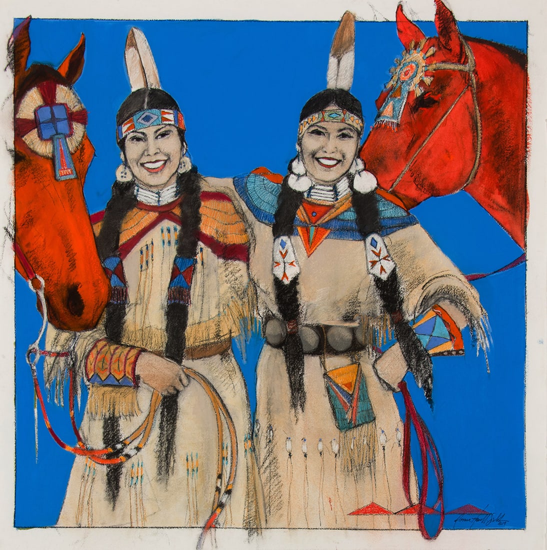 Donna Howell-Sickles, "Ladies of the Basin": Donna Howell-Sickles (b. 1949), "Ladies of the Basin", Pastel, 40 x 40 inches, Shipping Dimensions: 46 x 46 x 3 inches Signed and dated 17 lower right