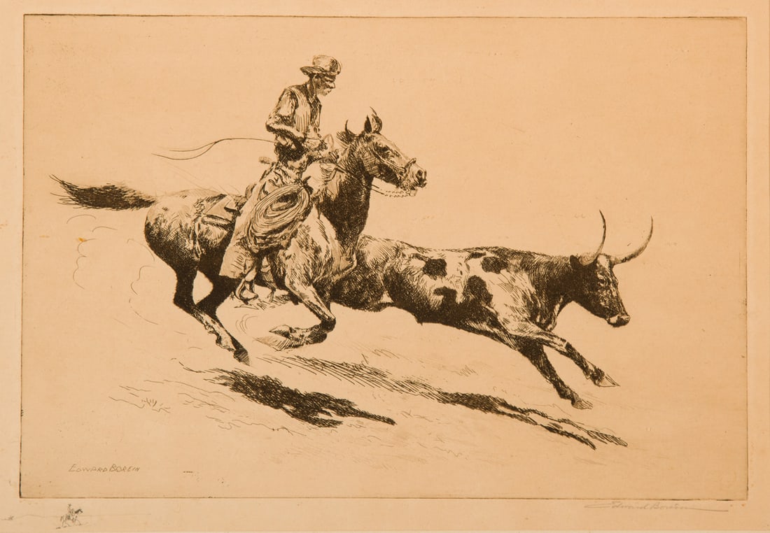 Edward Borein, "Headin' a Steer, No. 2" (1 of 3)