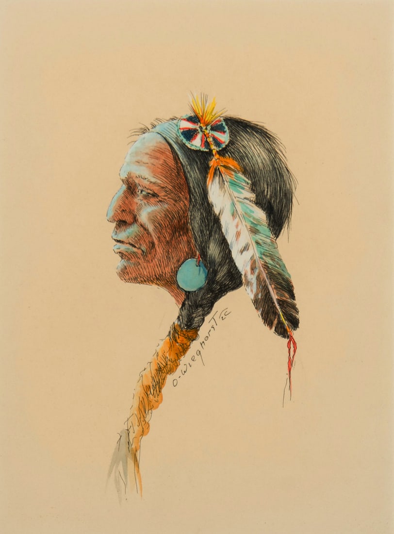Olaf Wieghorst, "Untitled (Native American profile)" (1 of 3)