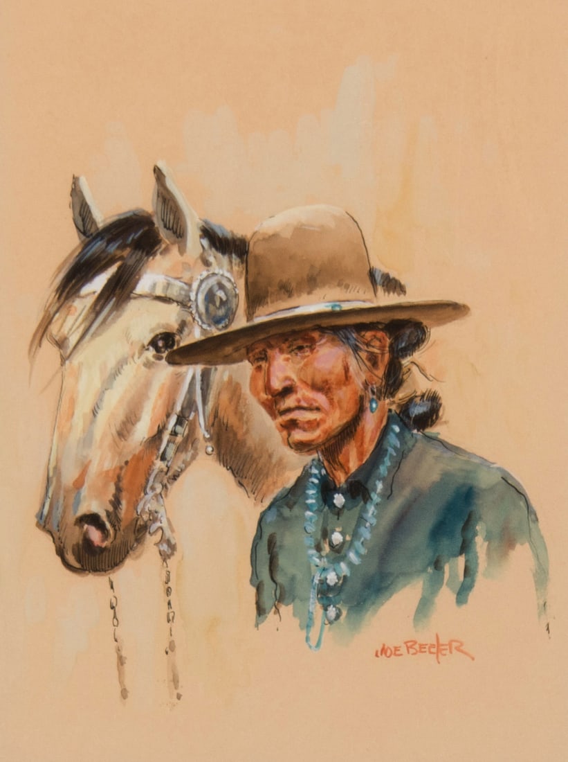 Joe Beeler, "Untitled (Native American with horse)" (1 of 3)