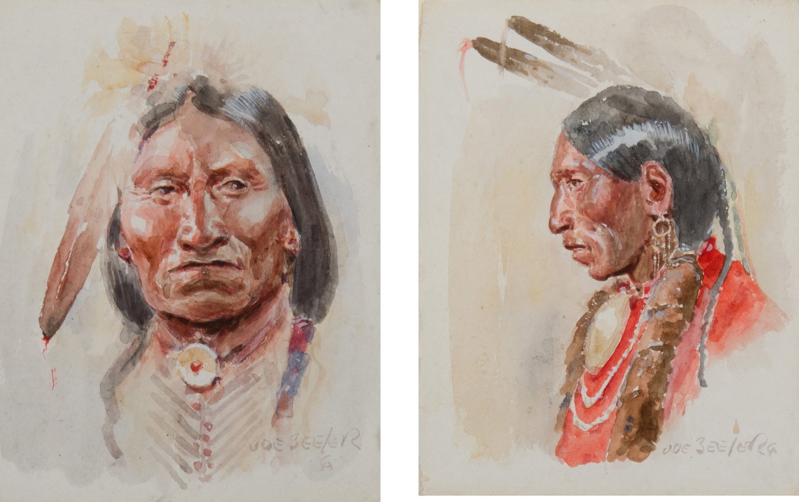 Joe Beeler, "Set of two (2): Little Chief - Comanche; Walking Horse - Kiowa" (1 of 7)