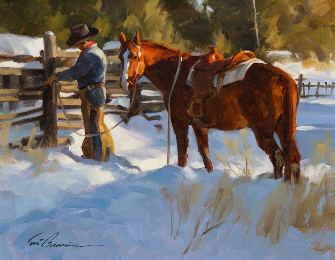 Tom Browning, "Back Home": Tom Browning (b. 1949), "Back Home", Oil on canvas, 11 x 14 inches, Shipping Dimensions: 17 x 20 x 3 inches Signed lower Left