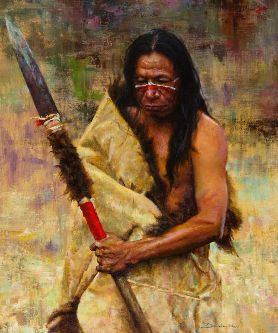 Ed Kucera, "The Reckoning": Ed Kucera (b. 1961), "The Reckoning", Oil on board, 24 x 20 inches, Shipping Dimensions: 32 x 28 x 3 inches Signed and dated 2007 lower right