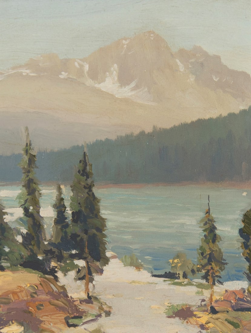 Frank Marshall, "Spring Thaw": Frank Marshall (1866-1945), "Spring Thaw", Oil on board, 10 x 8 inches, Shipping Dimensions: 16 x 14 x 3 inches Signed verso