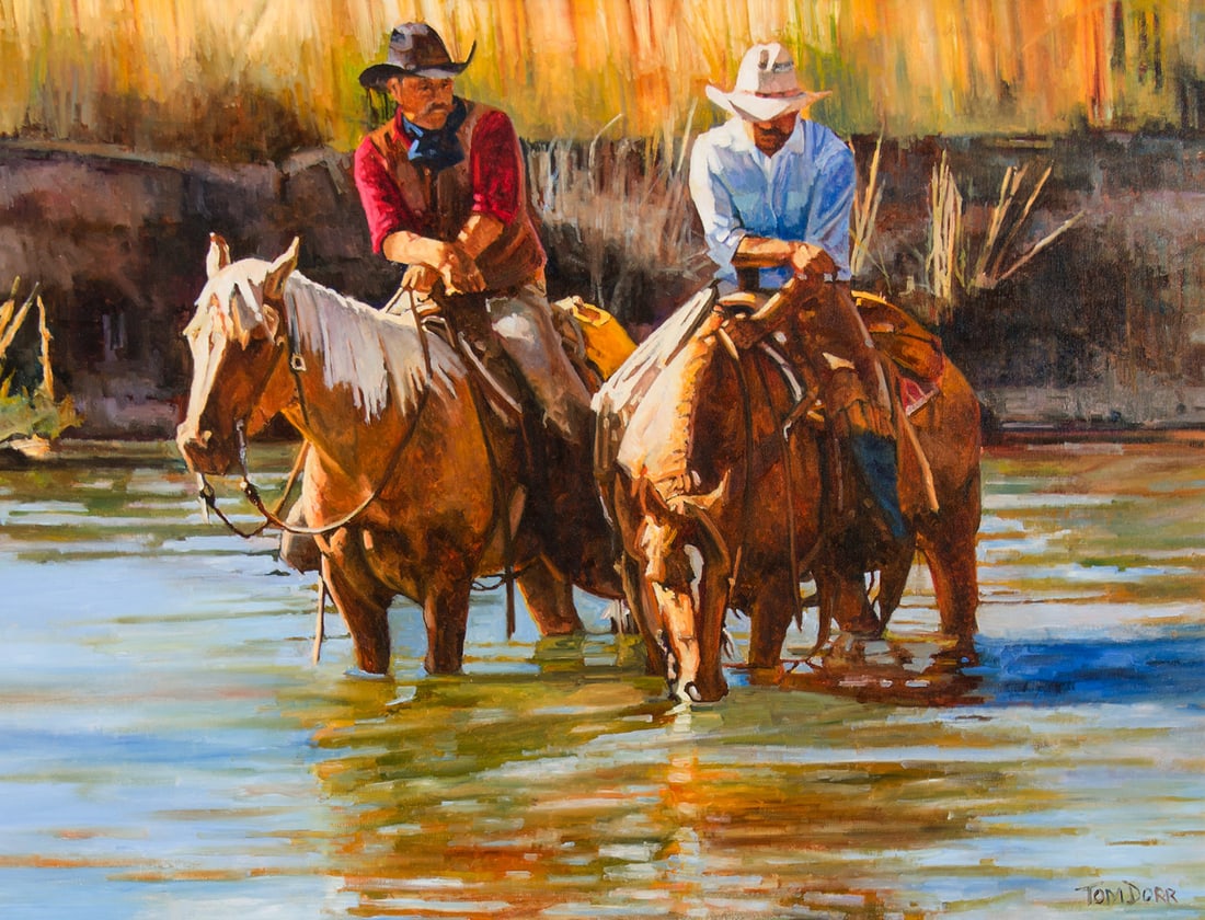 Tom Dorr, "Break Time": Tom Dorr (b. 1950), "Break Time", Oil on canvas, 30 x 40 inches, Shipping Dimensions: 44 x 55 x 3 inches Signed lower right