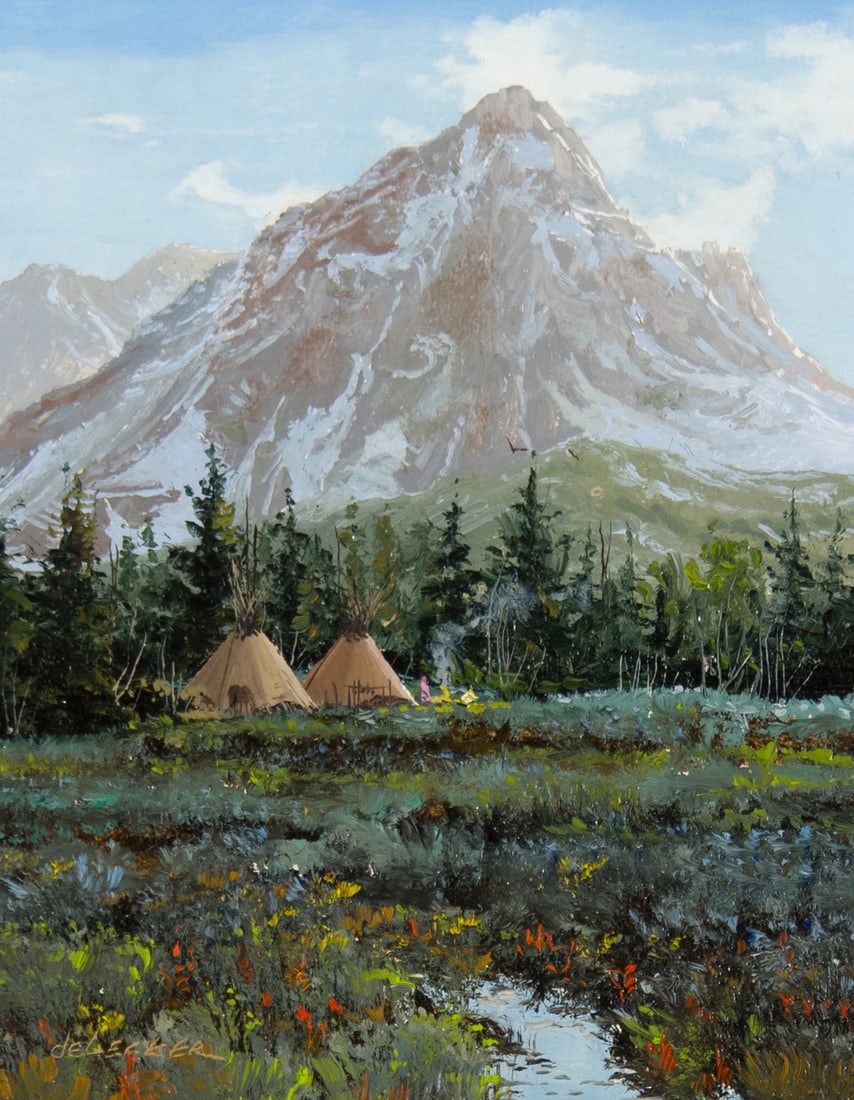 Thomas de Decker, "Mountain Valley": Thomas de Decker (b. 1951), "Mountain Valley", Oil on board, 10 x 8 inches, Shipping Dimensions: 19 x 17 x 3 inches Signed lower left Titled verso