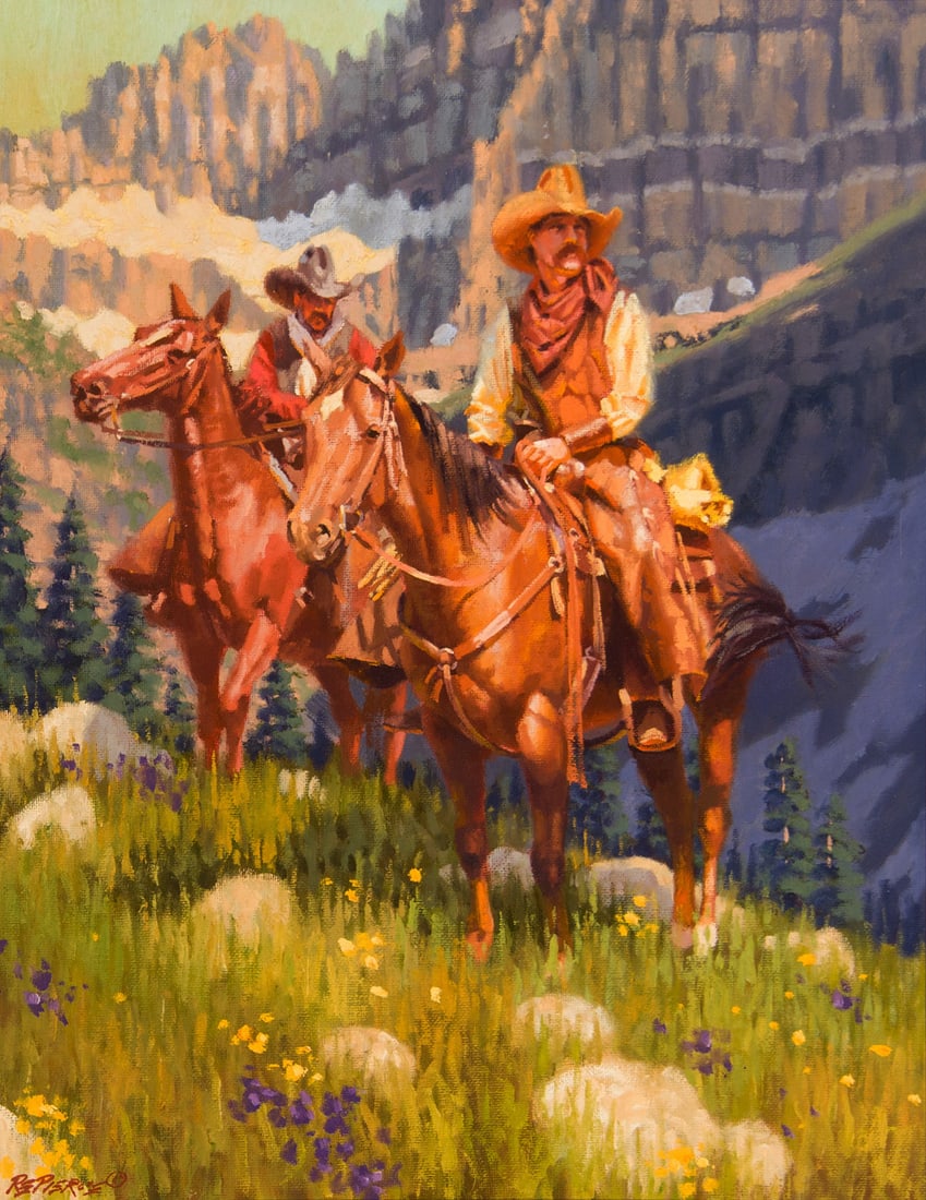 R.E. Pierce, "Look Away": R.E. Pierce (b. 1948), "Look Away", Oil on board, 18 x 14 inches, Shipping Dimensions: 29 x 25 x 3 inches Signed lower left