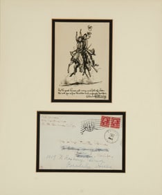 Will James, "Lithograph and Letter with Sketches (an original envelopes)"