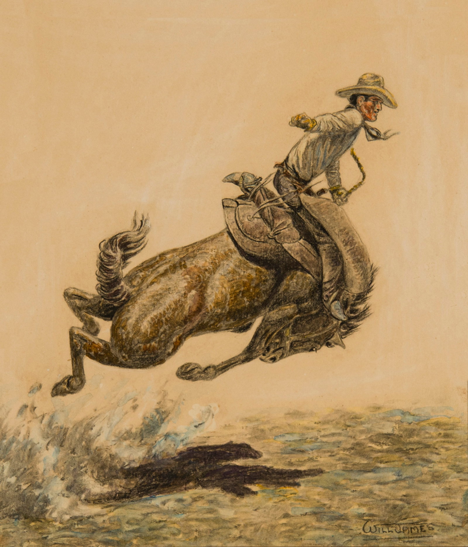 Will James, "Old Blue (Horses I've Known)": Will James (1892-1942), "Old Blue (Horses I've Known)", Mixed Media, 14 1/2 x 12 1/2 inches, Shipping Dimensions: 24 x 22 x 3 inches Signed lower right