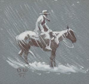 Olaf Wieghorst, "Cowboy on Horse in Blizard"