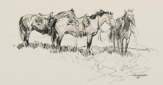 Robert Lougheed, "Untitled (Saddled horses)"