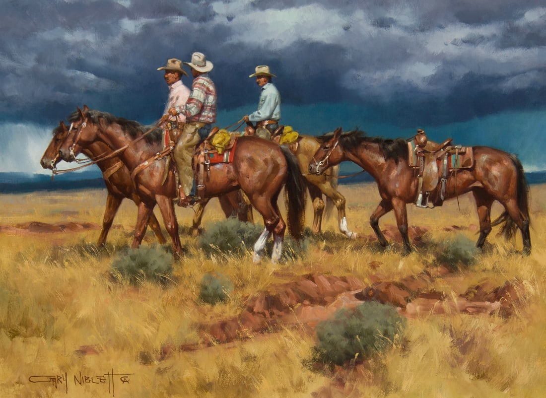 Gary Niblett, "After the Wreck": Gary Niblett (b. 1943), "After the Wreck", Oil on canvas, 18 x 24 inches, Shipping Dimensions: 26 x 32 x 3 inches Signed/CA lower left Signed/CA and titled verso
