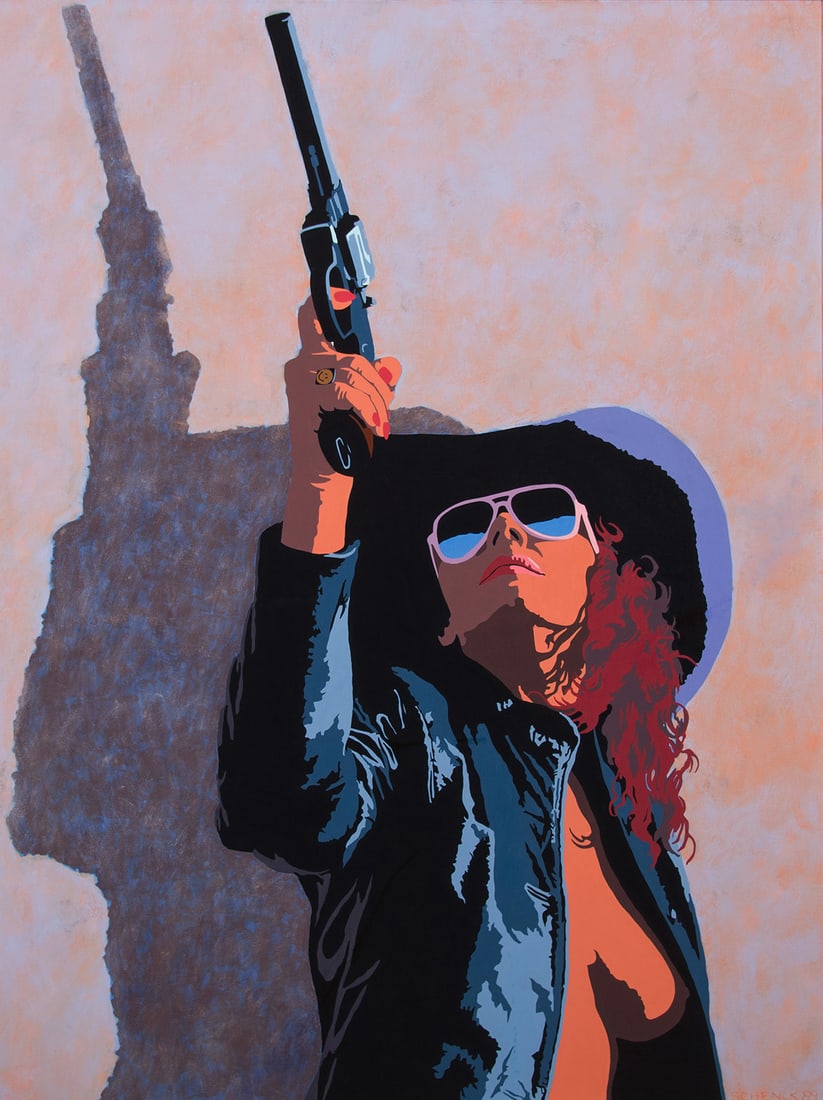 Billy Schenck, "Have a Nice Day": Billy Schenck (b. 1947), "Have a Nice Day", Oil on canvas, 55 1/2 x 42 inches, Shipping Dimensions: 65 x 52 x 3 inches Signed and dated 89 lower right Signed, titled dated Feb 89 verso