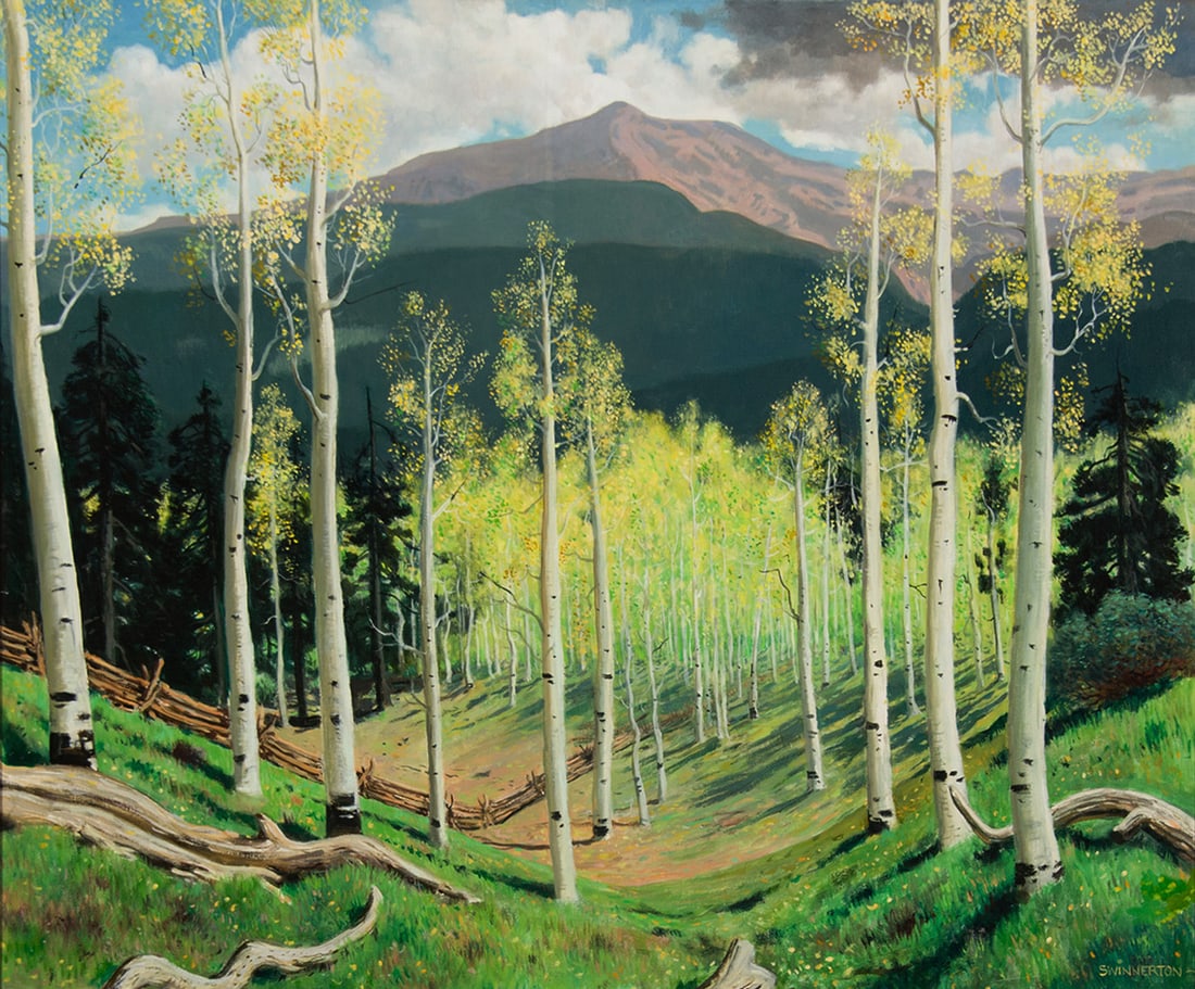 James Swinnerton, "Quaking Aspen in their Yellow Mood near Cortez, New Mexico" (1 of 3)
