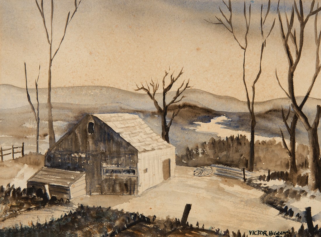 Victor Higgins, "Untitled (Snowy farmstead)" (1 of 3)