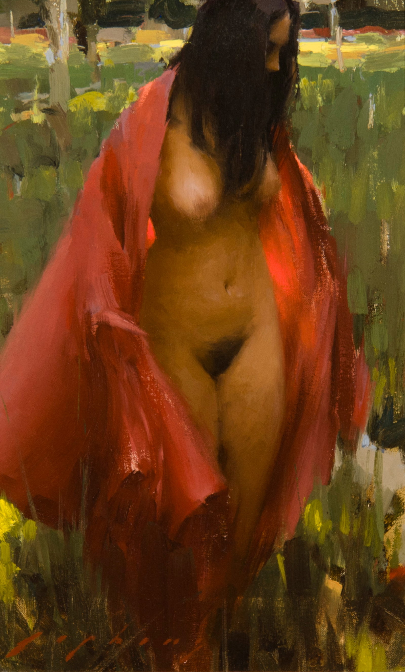 Jeremy Lipking, "Draped in Red": Jeremy Lipking (b. 1975), "Draped in Red", Oil on canvas, 14 x 9 inches, Shipping Dimensions: 20 x 15 x 3 inches Signed lower Left