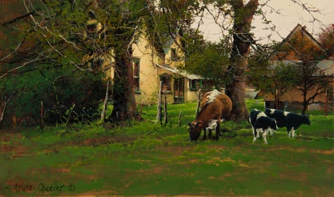 Bruce Cheever, "Untitled (Cows grazing)"