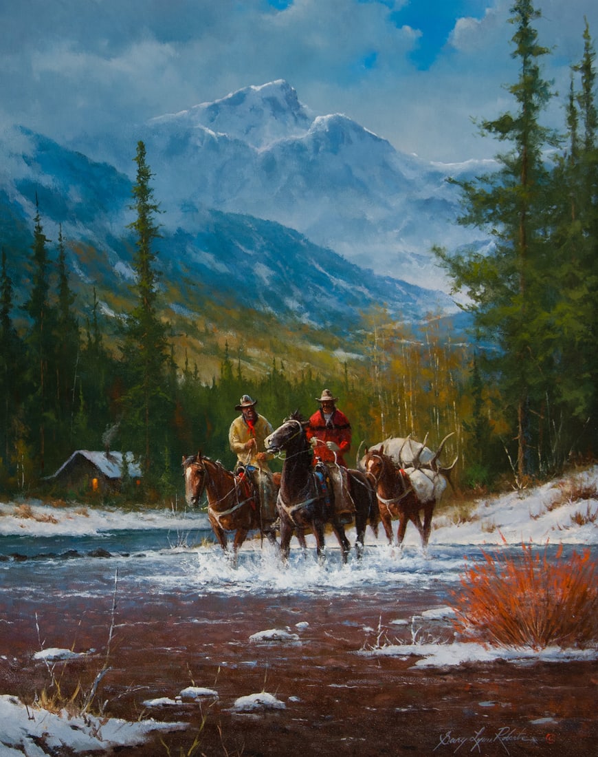Gary Lynn Roberts, "The Good Hunt": Gary Lynn Roberts (b. 1953), "The Good Hunt", Oil on canvas, 30 x 24 inches, Shipping Dimensions: 38.5 x 32.5 x 3 inches Signed lower right