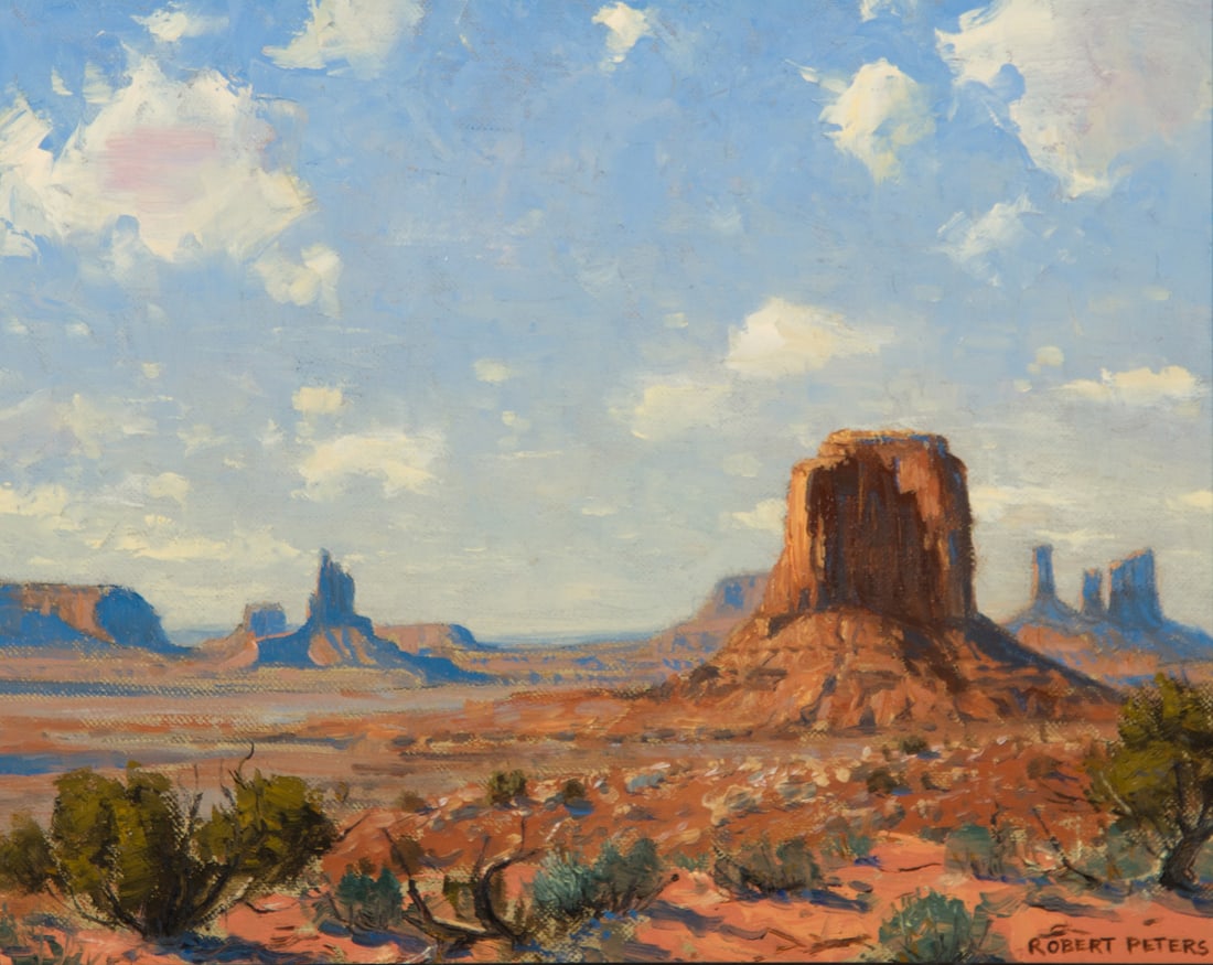 Robert Peters, "Monument Valley": Robert Peters (b. 1960), "Monument Valley", Oil on board, 8 x 10 inches, Shipping Dimensions: 11 x 13 x 3 inches Signed lower right Signed and titled verso