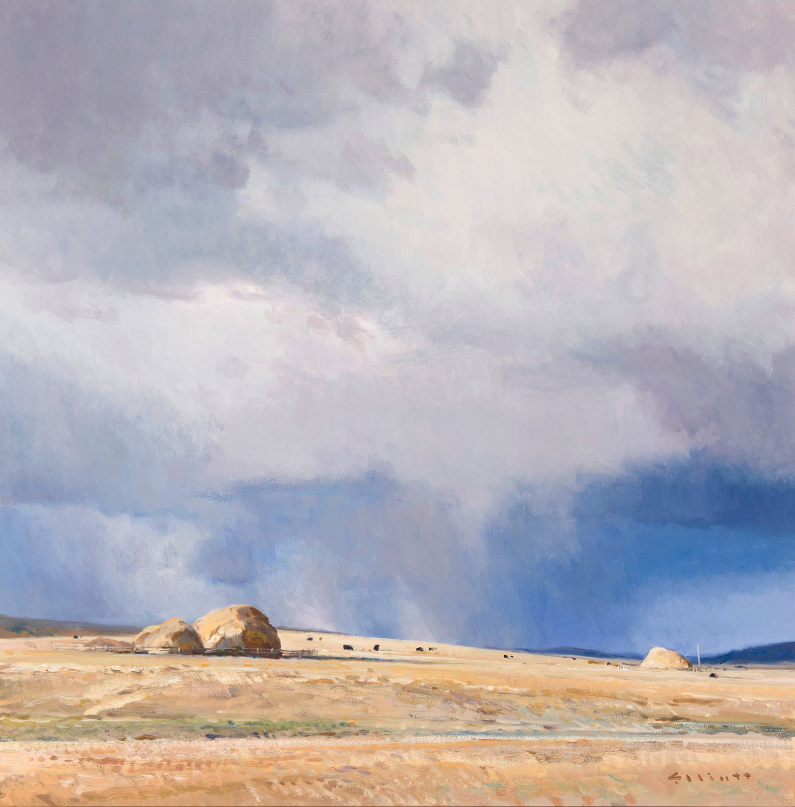 Josh Elliott, "Winter's Arrival": Josh Elliott (b. 1973), "Winter's Arrival", Oil on board, 24 x 24 inches, Shipping Dimensions: 30 x 30 x 3 inches Signed lower Left Signed, titled, and dated 2015 verso
