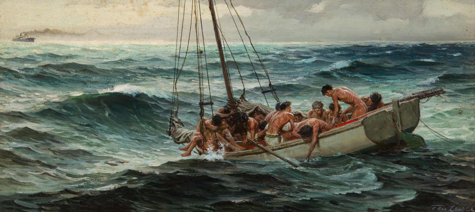 Tom Lovell, "Untitled (Men in sailboat)" (1 of 3)