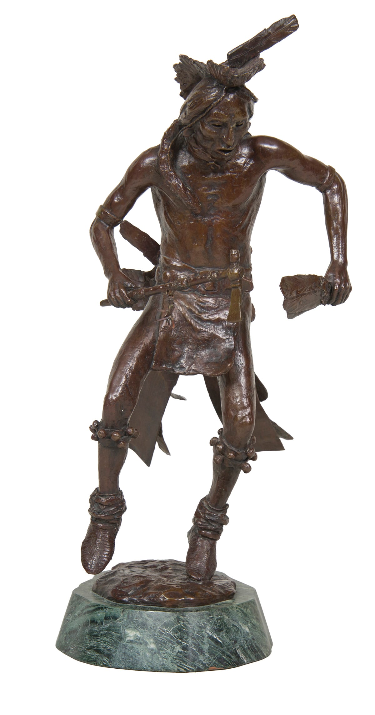 Joe Beeler, "The War Dancer": Joe Beeler (1931-2006), "The War Dancer", Bronze, 6/20, 17 1/2 inches overall height, Shipping Dimensions: 17.5 x 8 x 9 inches - 14 lbs. Signed/CA