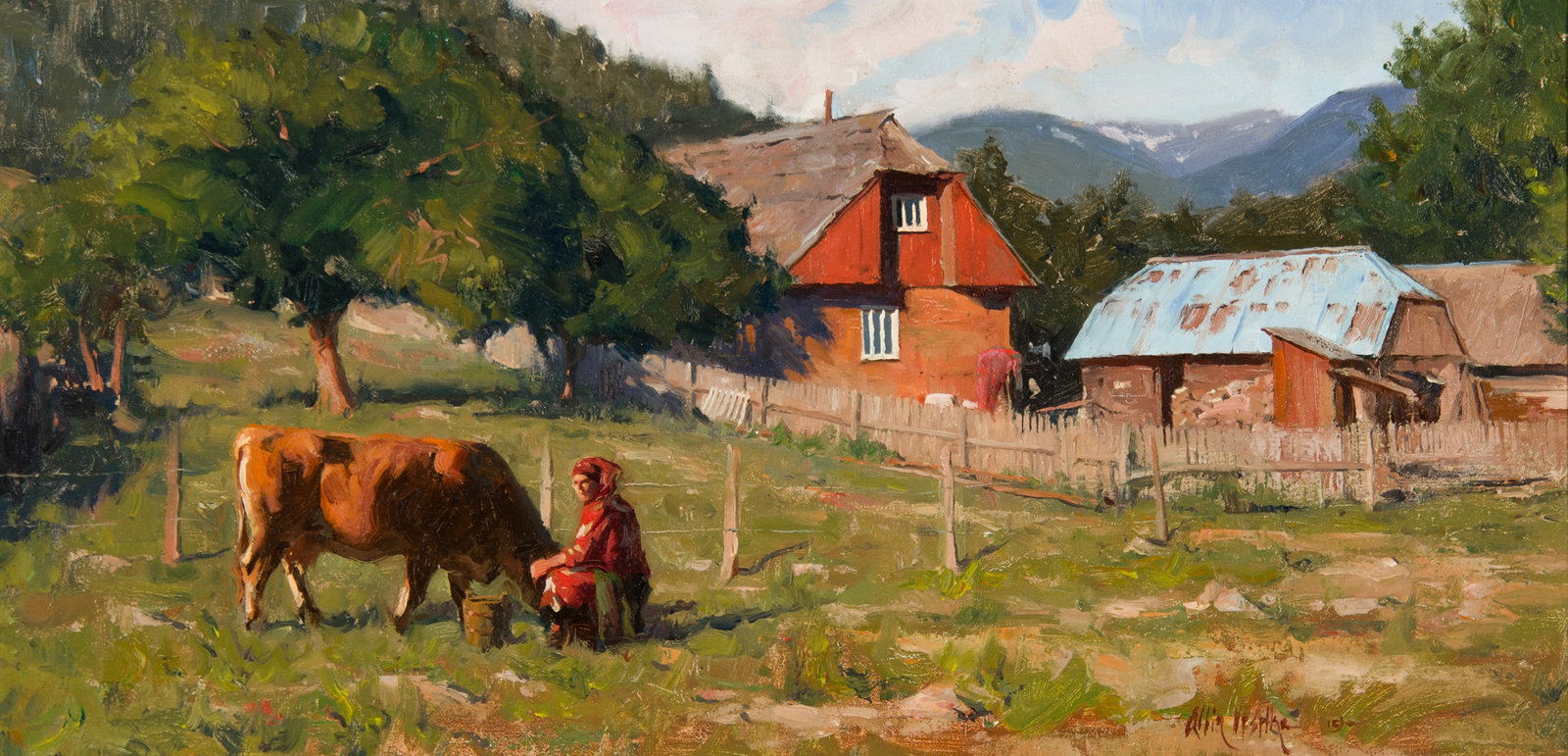 Albin Veselka, "Evening Milking" (1 of 3)