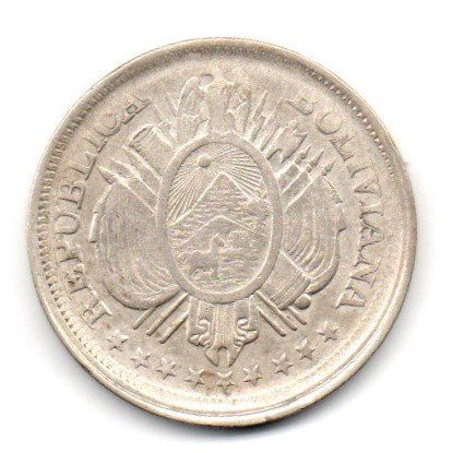 Bolivia 50 Centavos 1895 Potosi Silver (1 of 2)