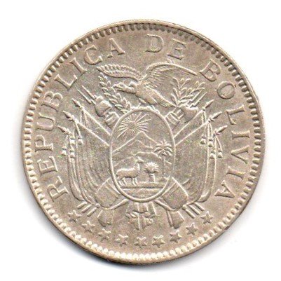 Bolivia 50 Centavos 1909 H Heaton Silver (1 of 2)