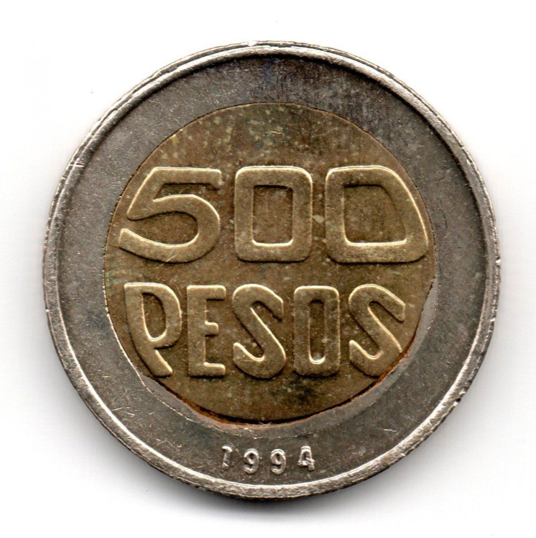 Colombia 500 Pesos 1994 ERROR UNCENTERED UNC Rare (1 of 2)