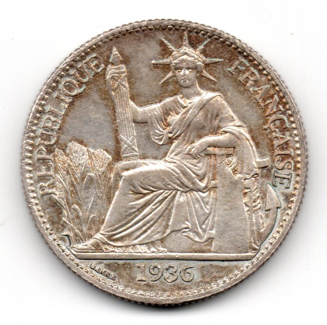 French Indo China 20 Centimes 1936 Silver GEM UNC: French Indo China 20 Centimes 1936 0.900 Silver GEM UNC, colonial Viet nam, gorgeous piece, would probably Grade MS63