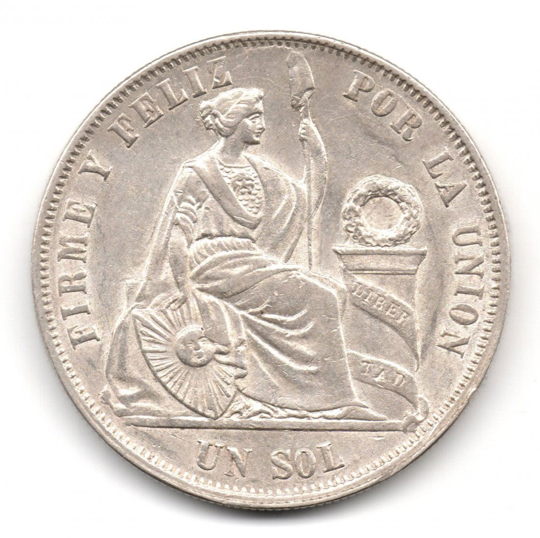 Peru 1 Sol 1867 Lima Silver (1 of 2)