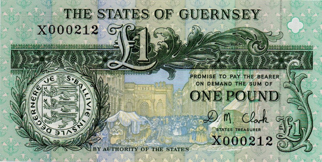 Guernsey 1 Pound 1991 Brock Low Serial Number 212 (1 of 2)