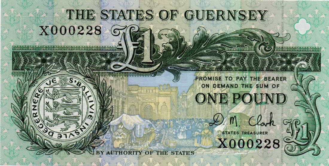 Guernsey 1 Pound 1991 Brock Low Serial Number 228 (1 of 2)