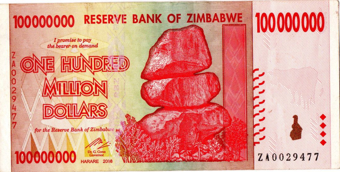 Zimbabwe $100 Million Dollars REPLACEMENT 2008 (1 of 2)