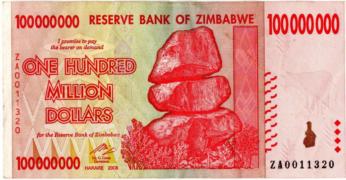 Zimbabwe $100 Million Dollars REPLACEMENT 2008 (1 of 2)