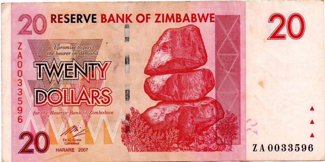 Zimbabwe $20 Dollars REPLACEMENT 2007 (1 of 2)