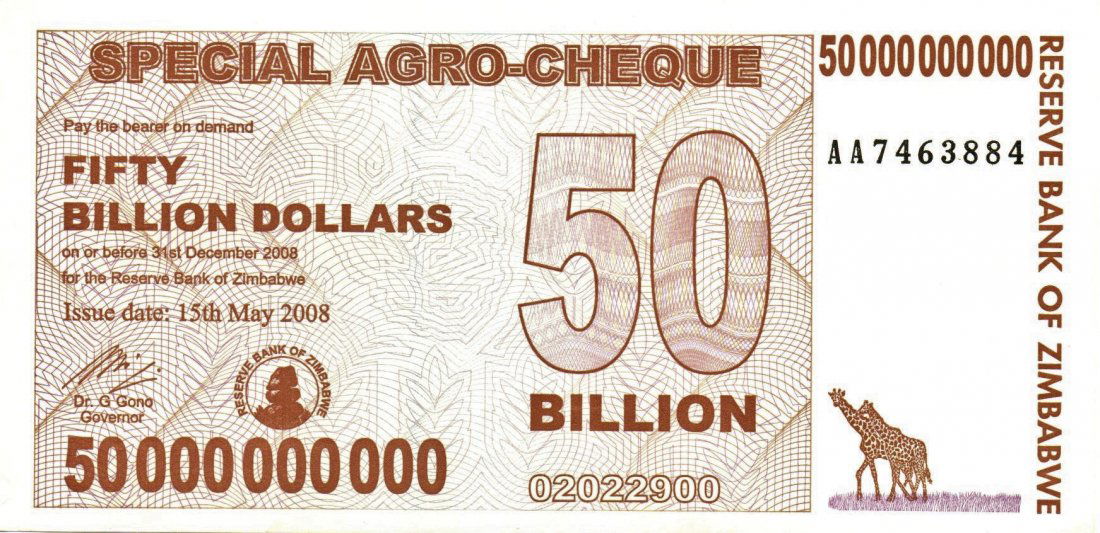Zimbabwe $50 Billion ERROR Uncentered Serial 2008 (1 of 2)