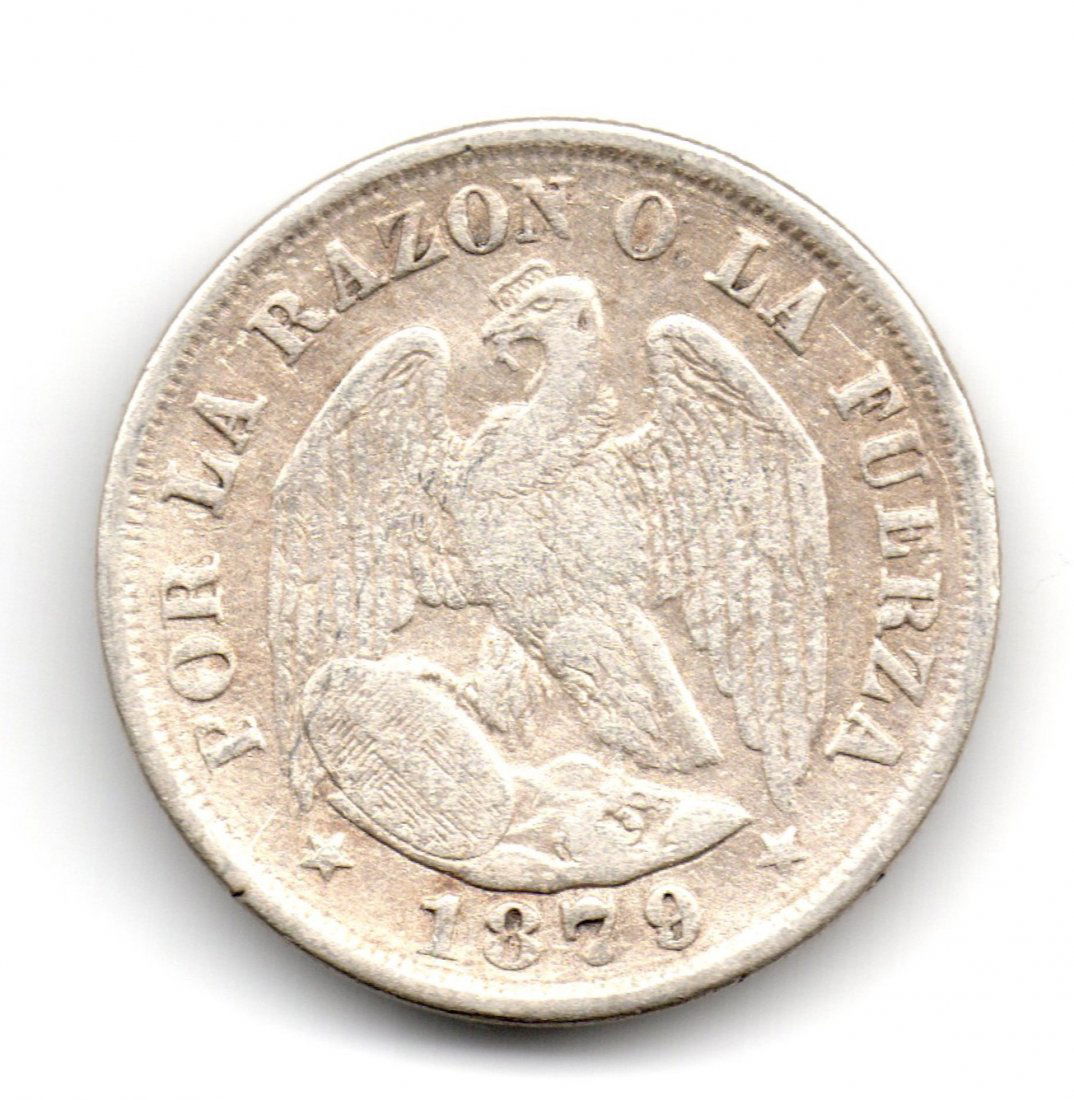 Chile 20 Centavos 1879 So Santiago (1 of 2)