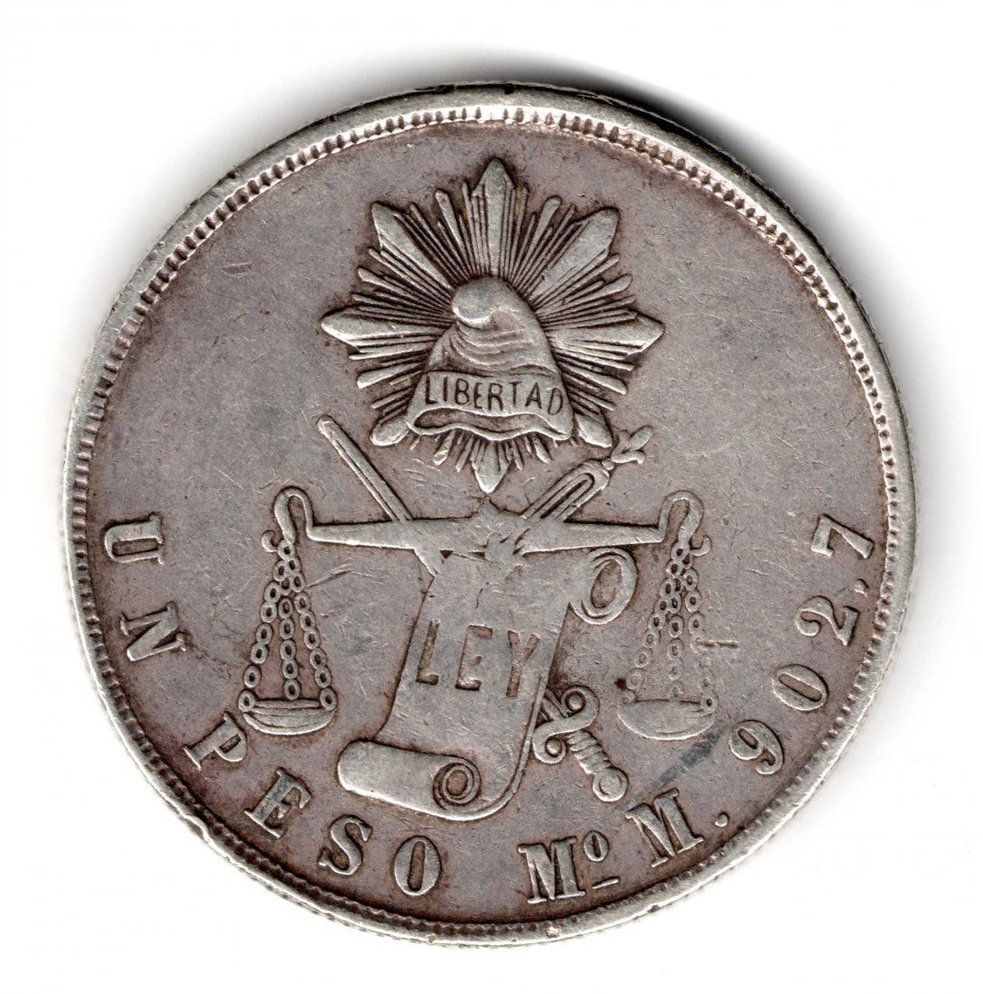 Mexico 1 Peso 1873 Mo M Silver (1 of 2)