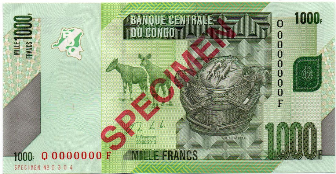 Congo 1000 Francs 2013 SPECIMEN (1 of 2)