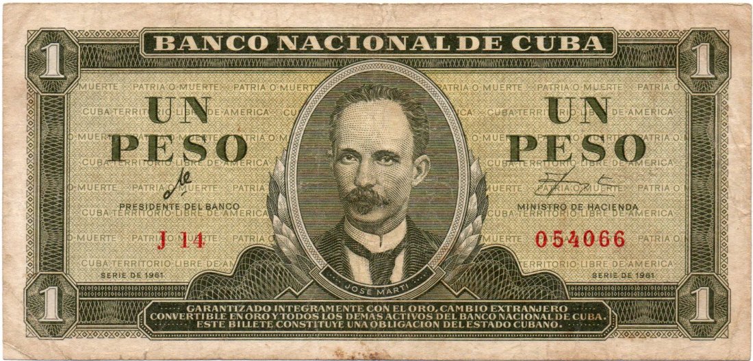 Cuba 1 Peso 1961 CHE Signature: Cuba 1 Peso 1961 CHE Signature