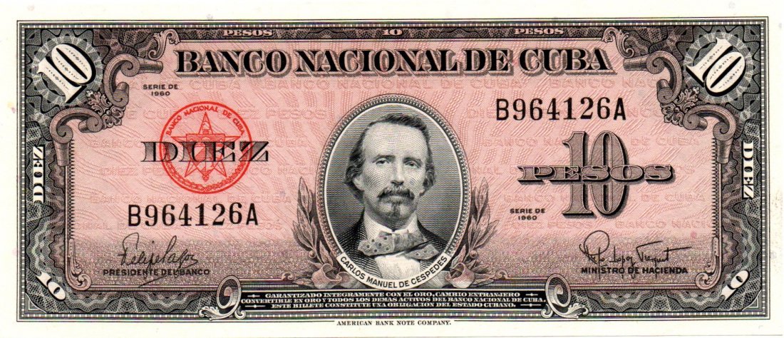Cuba 10 Pesos 1960 Banco Nacional: Cuba 10 Pesos 1960 Banco Nacional
