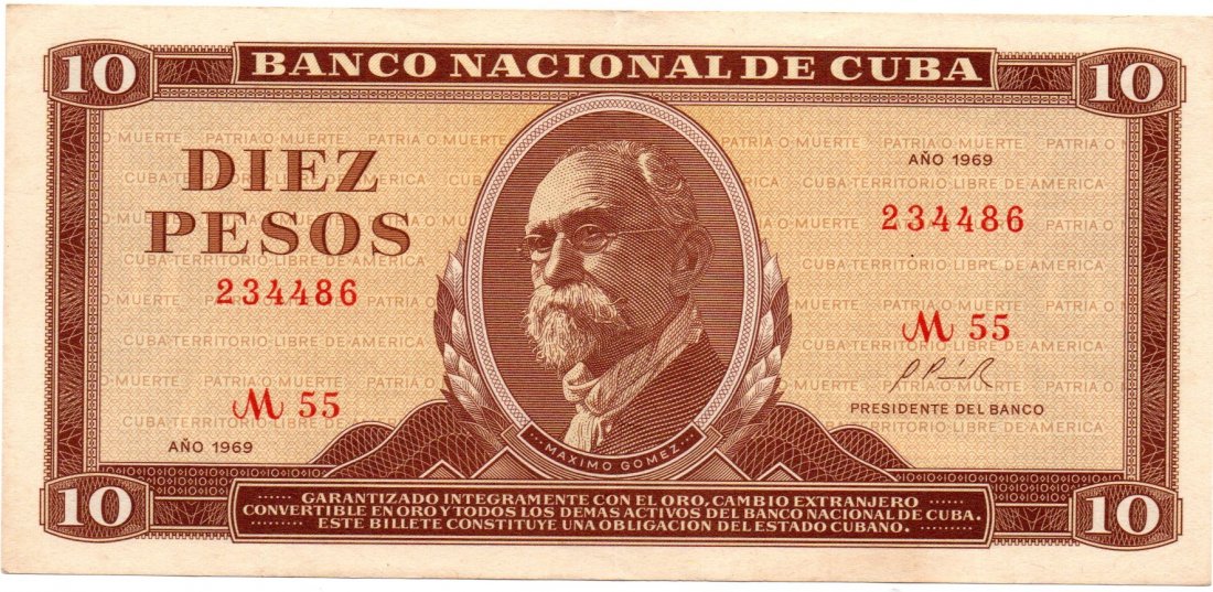 Cuba 10 Pesos 1969 Banco Nacional: Cuba 10 Pesos 1969 Banco Nacional